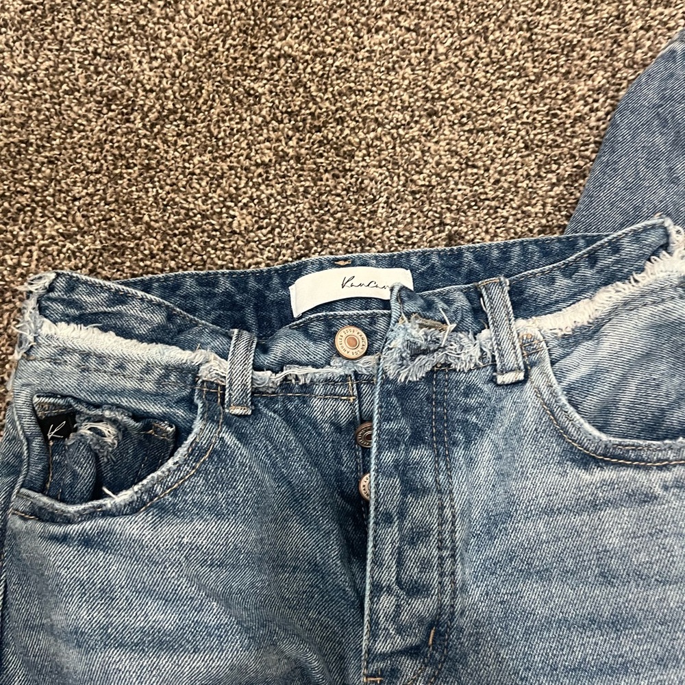 Kancan Frayed Denim Jeans in Blue